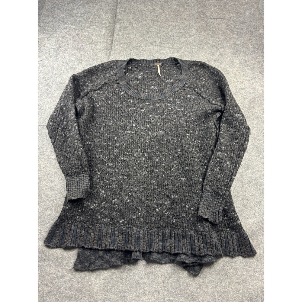 Free People Wool Blend Gray Nubby Jeepster Honeycome Tunic Sweater Women's S